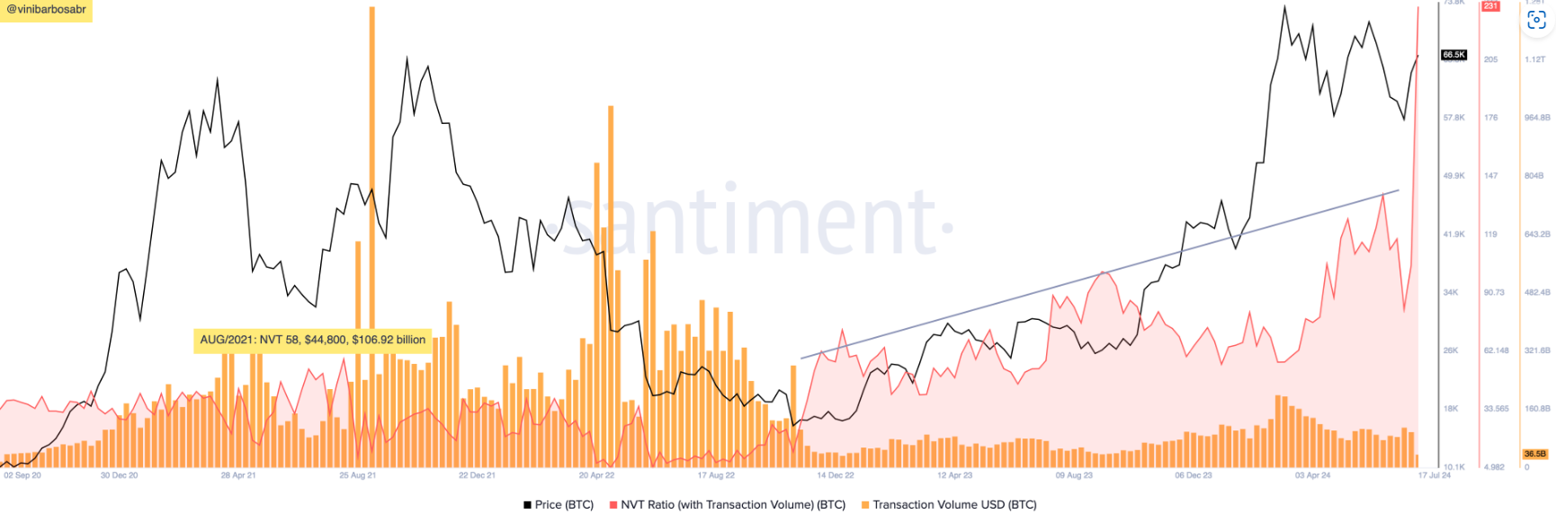 Bitcoin’s 20% rally from July low, but could it be overvalued? Biden exits the Presidential race - BITCOIN nvt 1